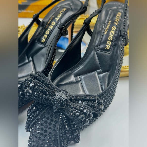🆕 KURT GEIGER LONDON 🧿 NWOT Belgravia Bow Crystal Slingback Heels - Sz 37 - Picture 6 of 16